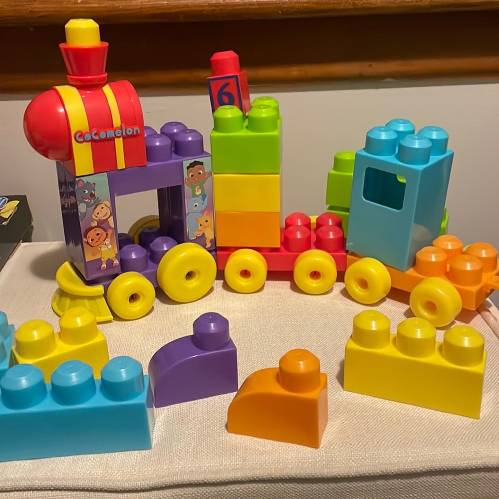 Cocomelon building blocks train set. Multiple colorful blocks. Great fun toy!